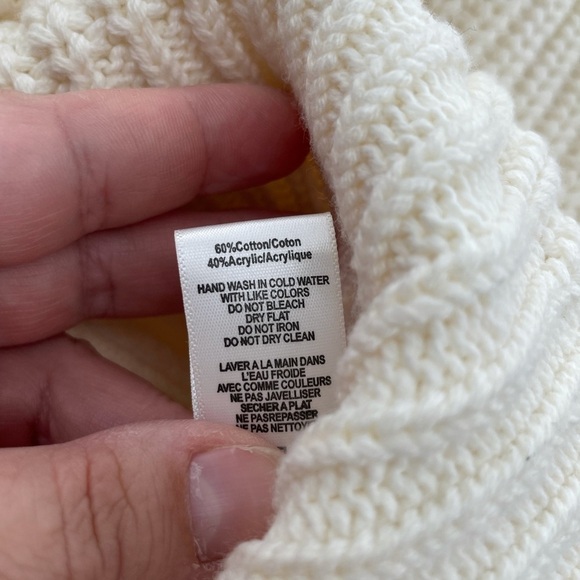 BISHOP & YOUNG winter white ribbed open chest cable knit boho turtleneck sweater - Picture 8 of 9